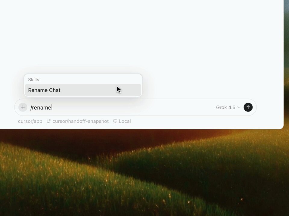 Cursor 推出 /rename-chat 命令，可重命名当前聊天并支持提示词