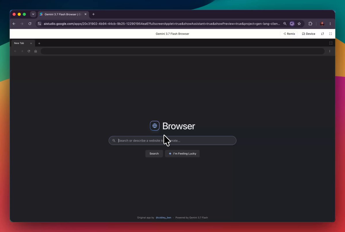 Gemini 3.7 Flash 可实时生成完整交互式网站