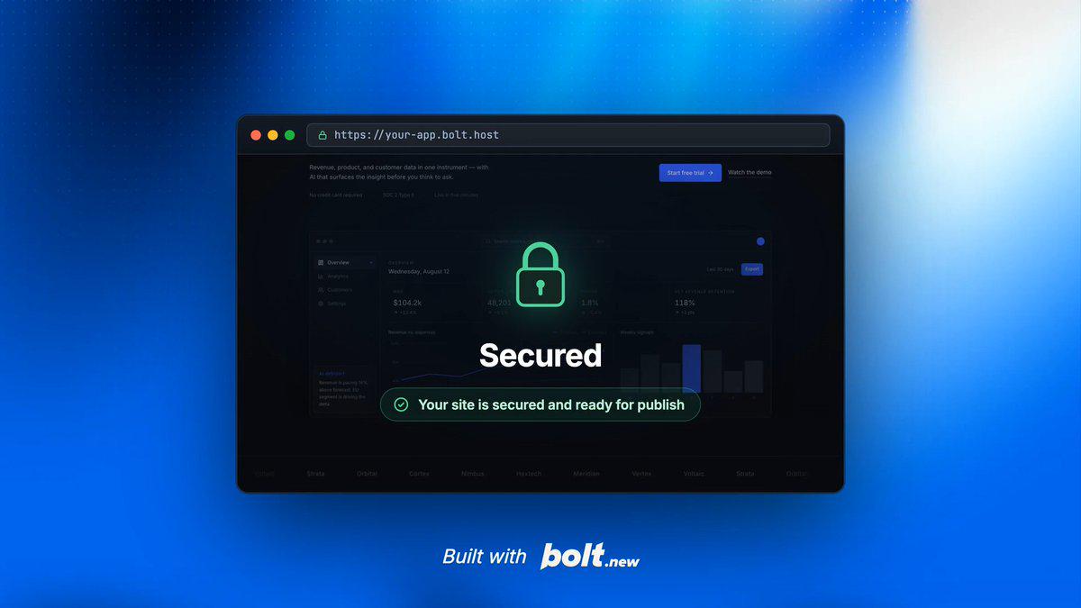 Bolt为每个项目内置AI安全工程师，免费默认启用