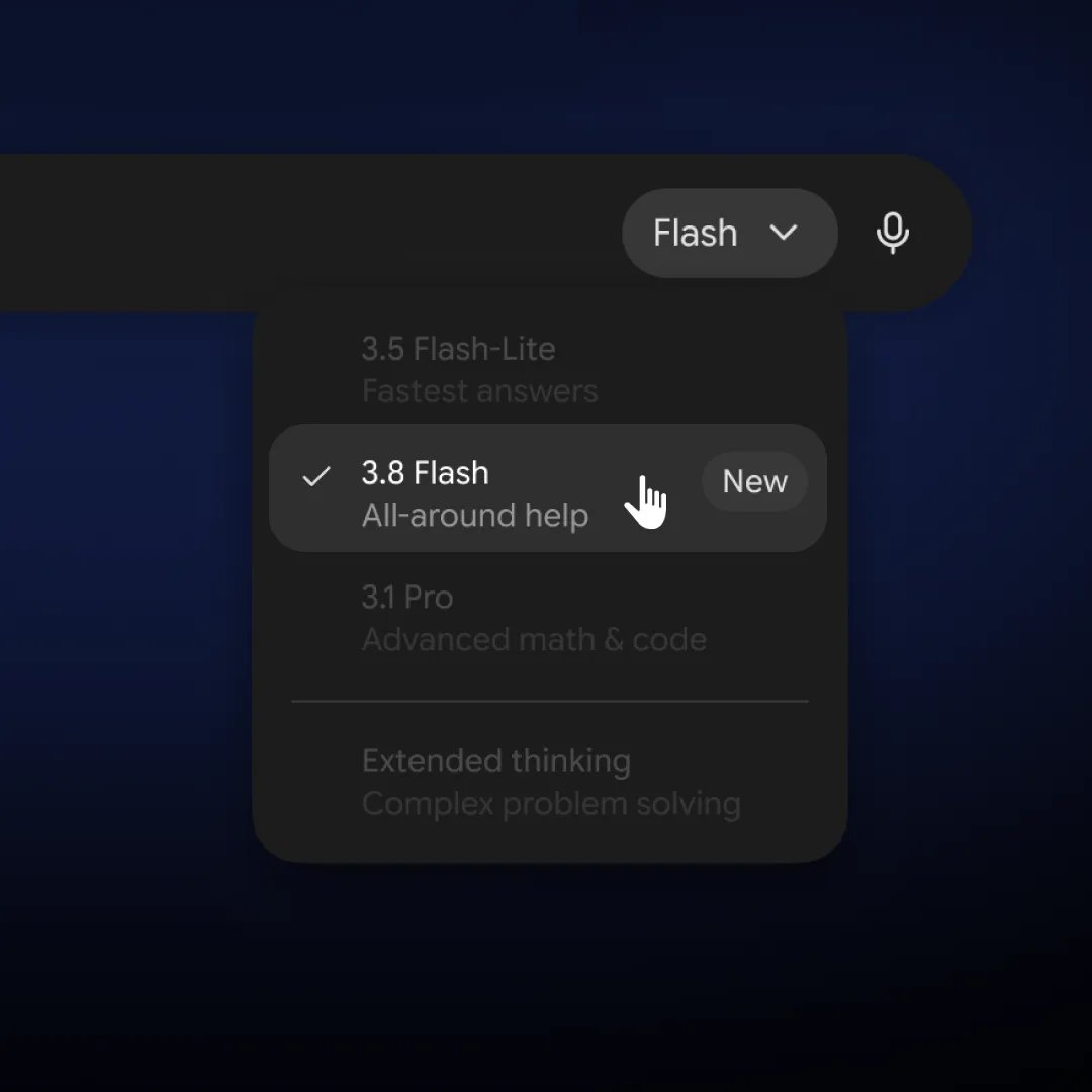 Gemini 3.8 Flash模型面向Pro和Ultra用户开放