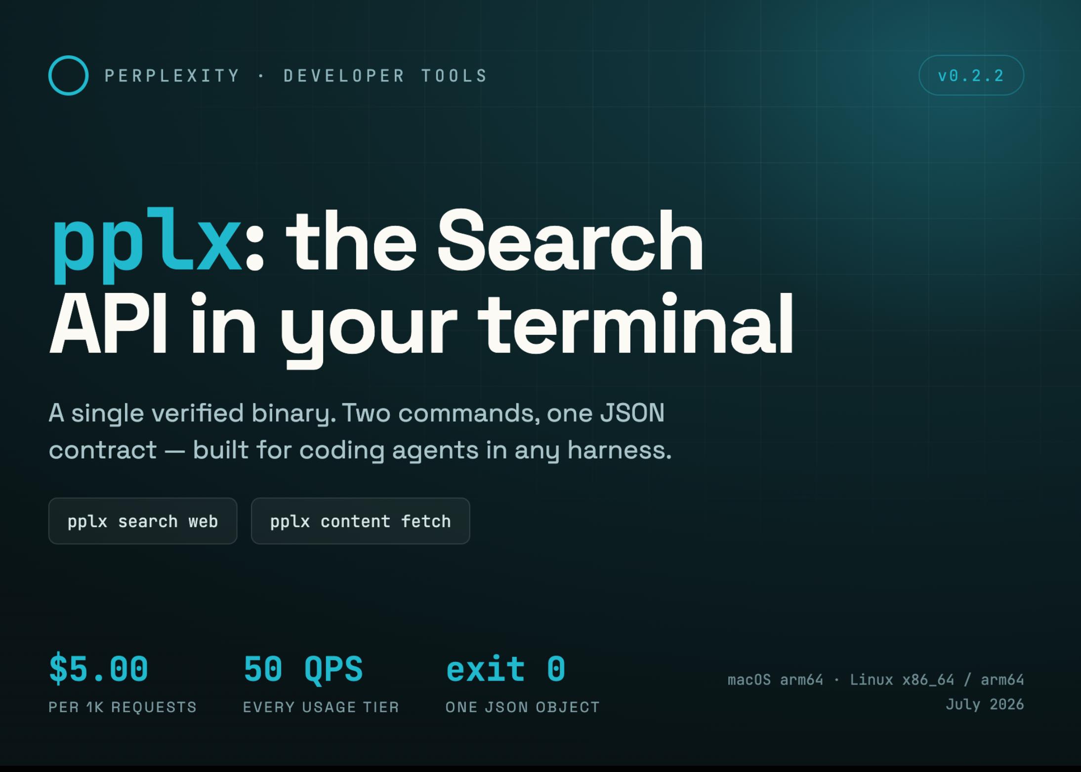Perplexity 发布 pplx CLI：终端单二进制搜索 API 工具