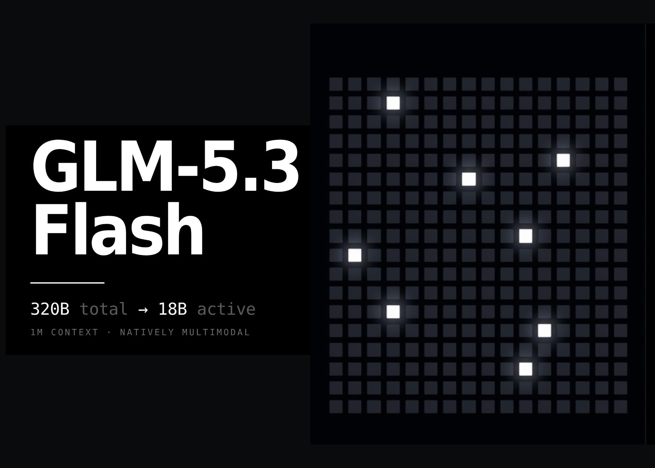 Z.ai发布GLM-5.3-Flash：320B-A18B原生多模态MoE，1M令牌上下文窗口